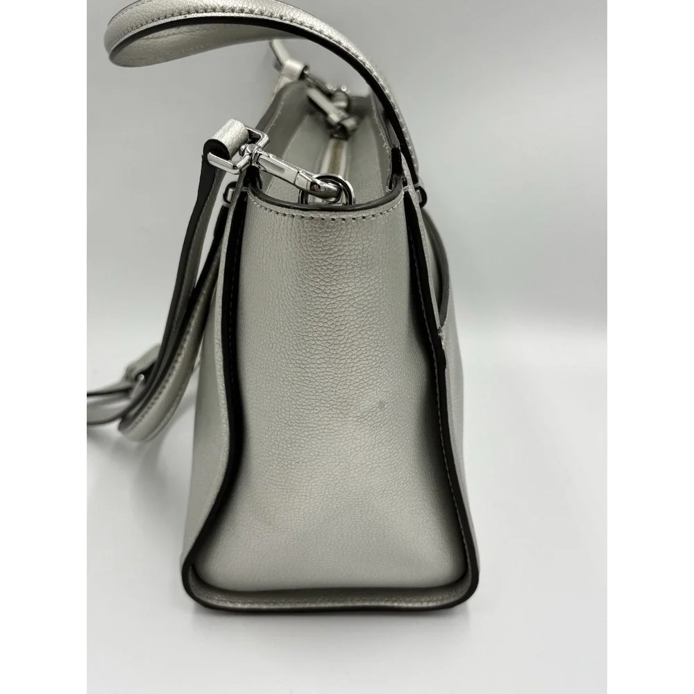 Kate Spade Purse Patterson Drive Geraldine Satchel Bag Metallic Silver Pebbled